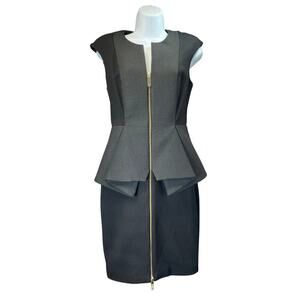 Ted Baker London  Women’s 1 US 4 Jamthun Black Evening Cocktail Dress Gold Zips